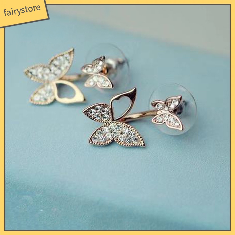 Bông Tai Hình Bướm Đính Đá Toàn Diện Dành Cho Nữ