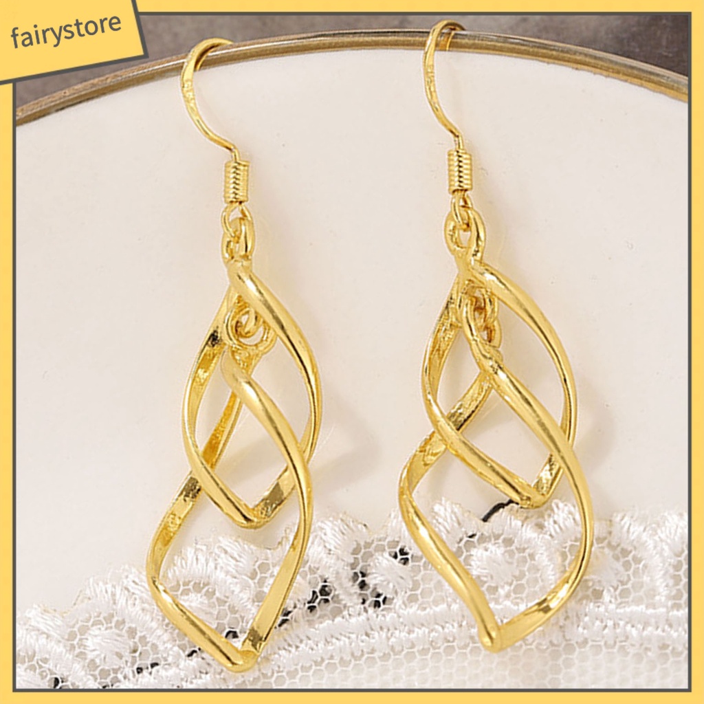 1 Đôi Bông Tai Móc Dạng Xoắn Phong Cách Bohemian Tinh Tế Lâu Trôi Thích Hợp Mặc Hàng Ngày