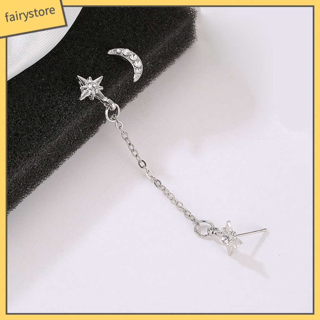 2 Bông Tai Hình Mặt Trăng / Ngôi Sao Bằng Hợp Kim Độc Đáo