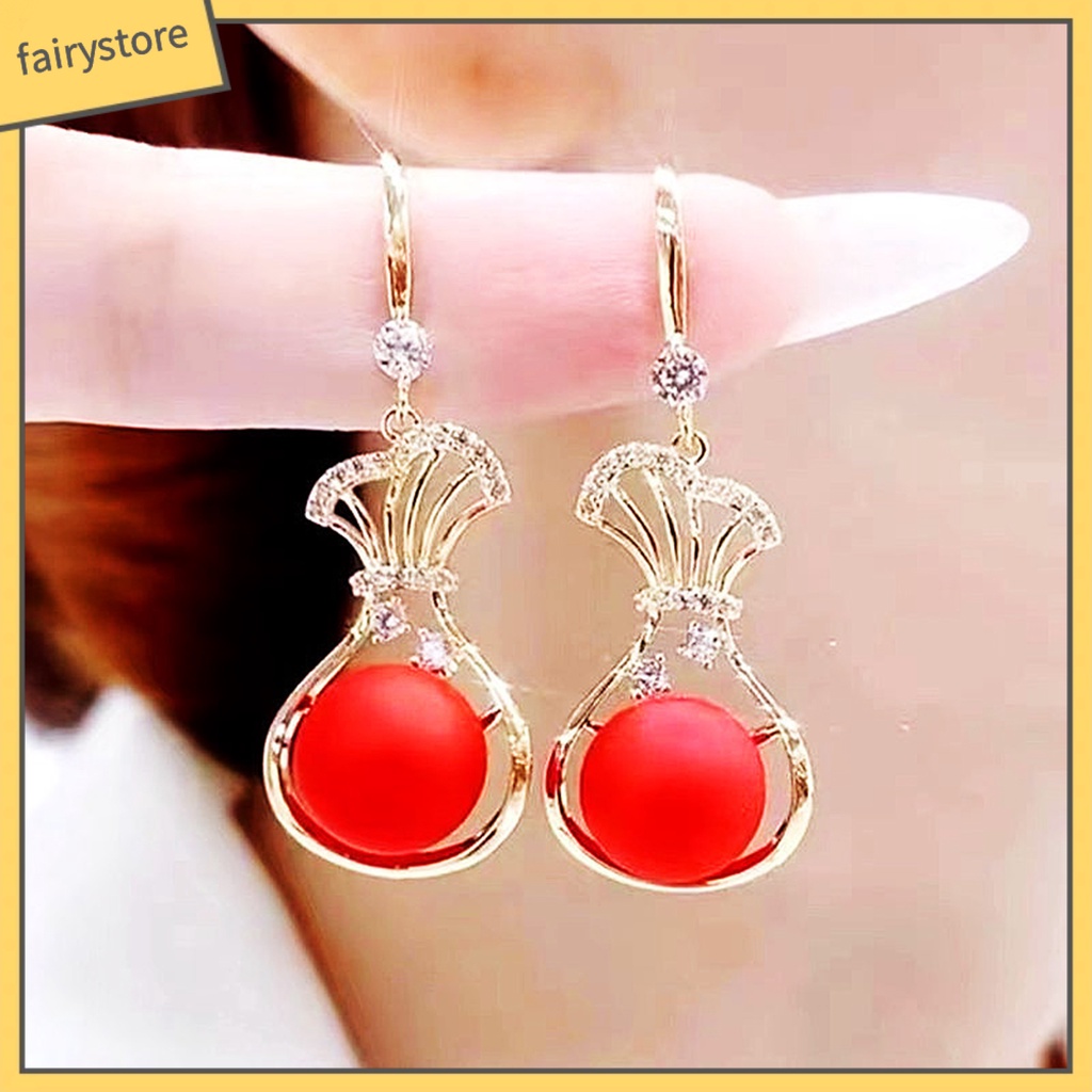 1 Đôi Bông Tai Lủng Lẳng Đính Đá Lấp Lánh Thời Trang Cho Nữ