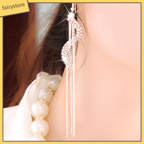 Bông Tai Dài Hình Chữ S Đính Đá Thời Trang Dành Cho Nữ