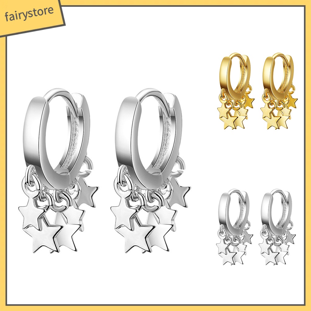 Khuyên Tai Dạng Vòng Thả Tua Rua Hình Ngôi Sao Thời Trang Cho Nữ