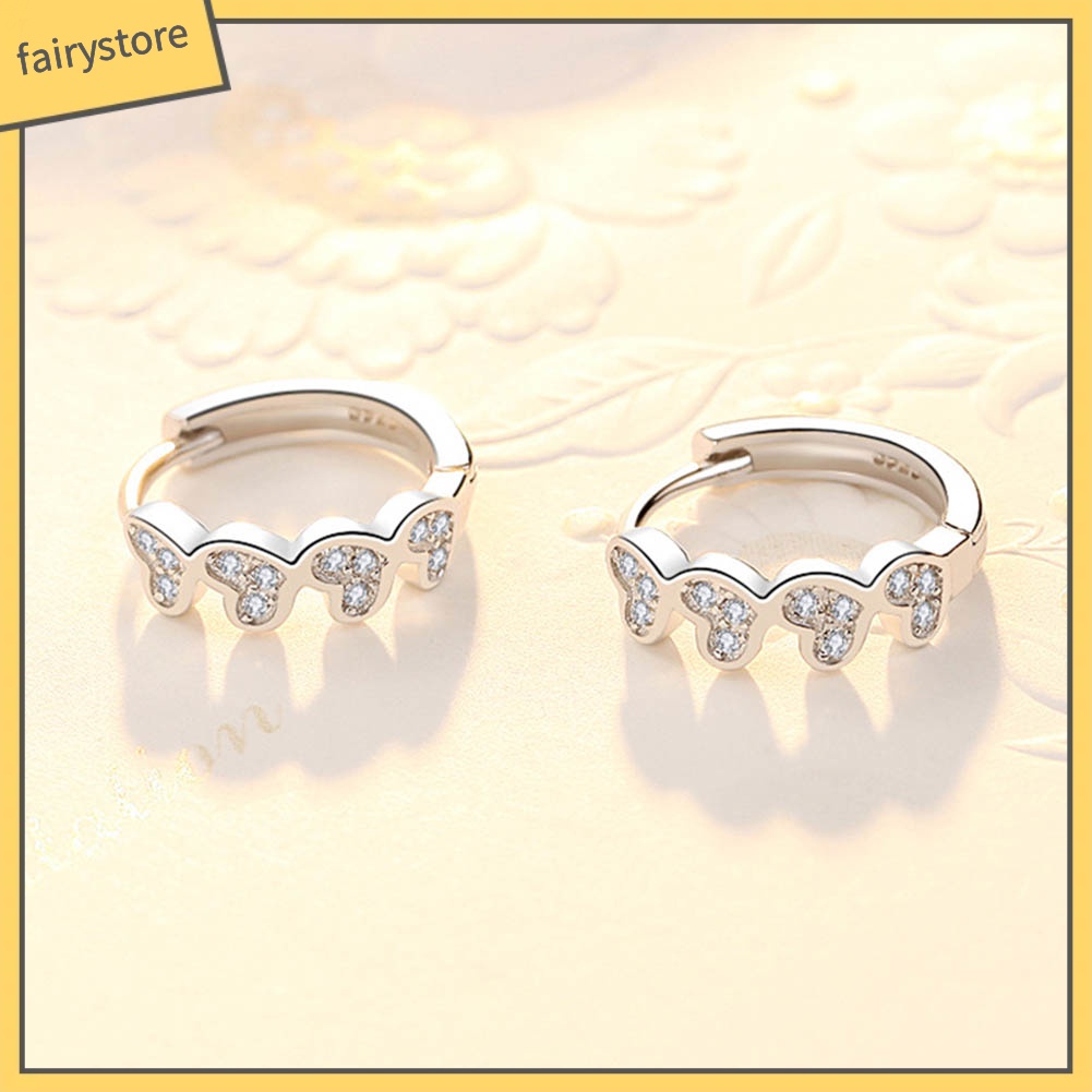 Bông Tai Hình Trái Tim Đính Đá Zircon Thời Trang Dành Cho Nữ