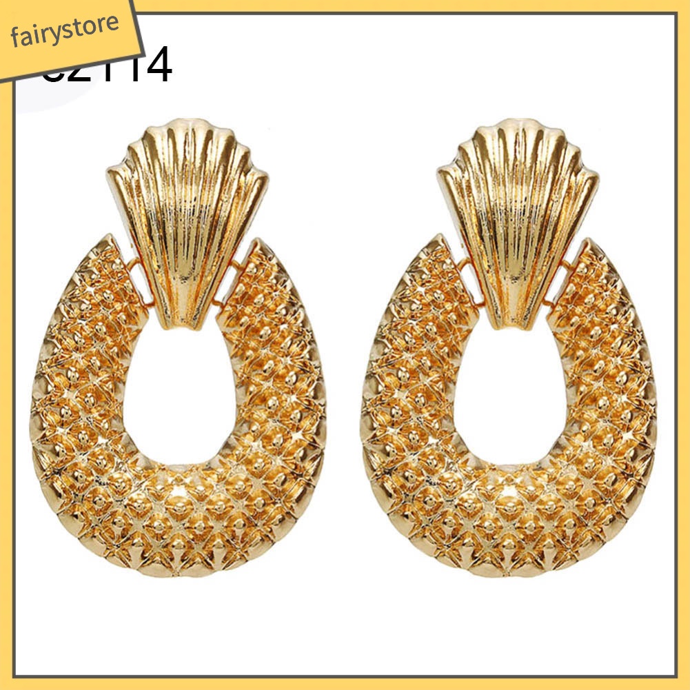 Bông Tai Dáng Dài Hình Tròn / Vuông Thời Trang Cho Nữ