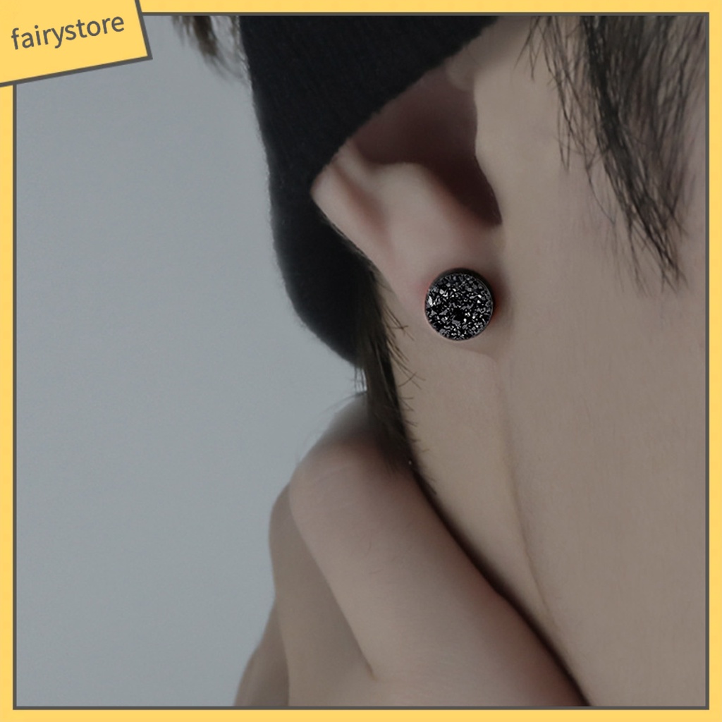 1 Đôi Bông Tai Tròn Mini 8mm Đính Pha Lê Nhân Tạo Lấp Lánh Thời Trang Dành Cho Nam Nữ