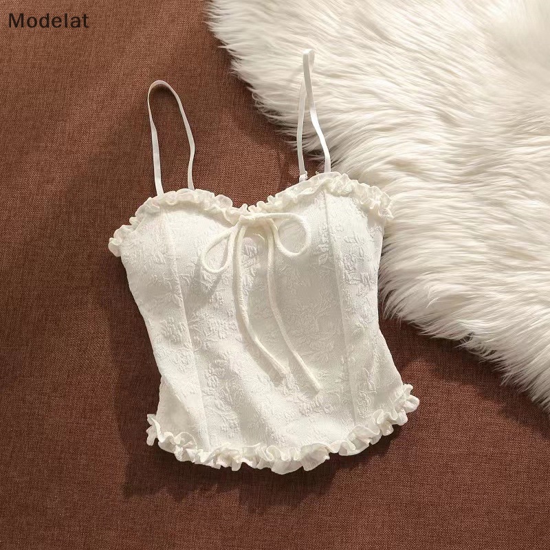 Mfc Áo Hai Dây Mùa Hè Có Đệm Ngực Phối Ren Màu Trơn Gợi Cảm Cho Nữ WTD