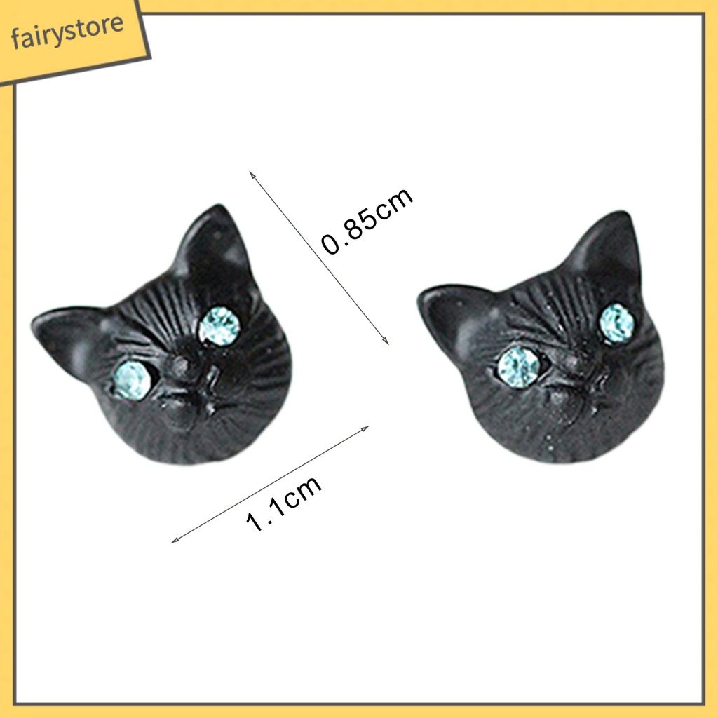 1 Đôi Khuyên Tai Hình Mèo Đính Đá Dễ Thương Cho Nữ