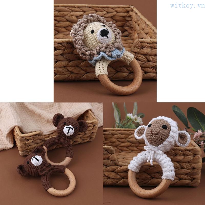 Đồ Chơi Lục Lạc Hình Động Vật Bằng Cotton Đan Móc Dễ Thương Cho Bé Sơ Sinh Mọc Răng