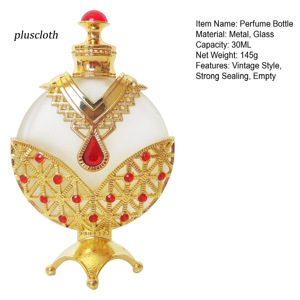 &lt; Pluscloth &gt; Lọ Nước Hoa Rỗng 30ML Chất Liệu Kim Loại Đính Kim Cương Giả Phong Cách Vintage Có Thể Tái Chế