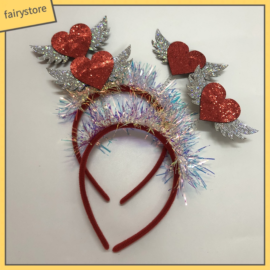 [FRO] Băng Đô Đính Kim Sa Hình Trái Tim Màu Tương Phản Đàn Hồi Chống Trượt Làm Quà Tặng Ngày Valentines