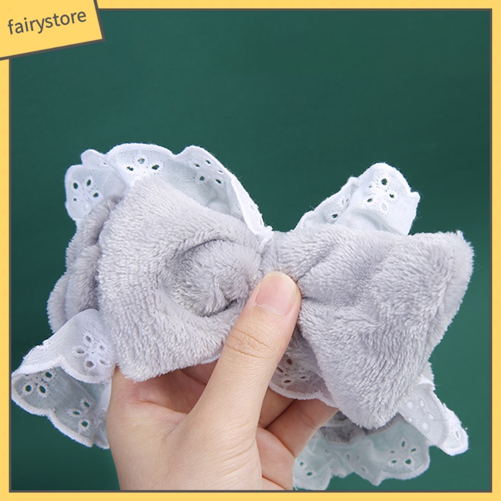 [FRO] Băng Đô Thắt Nơ Bằng Lông Cừu San Hô Dày Co Giãn Mềm Mại Chống Dầu Trang Trí Dành Cho Nữ