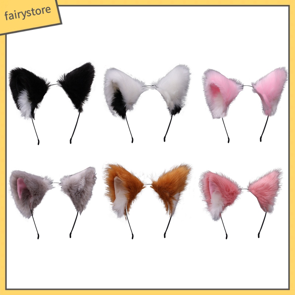 Băng Đô Tai Mèo Lông Xù Tinh Tế Dùng Hóa Trang Tiệc Tùng