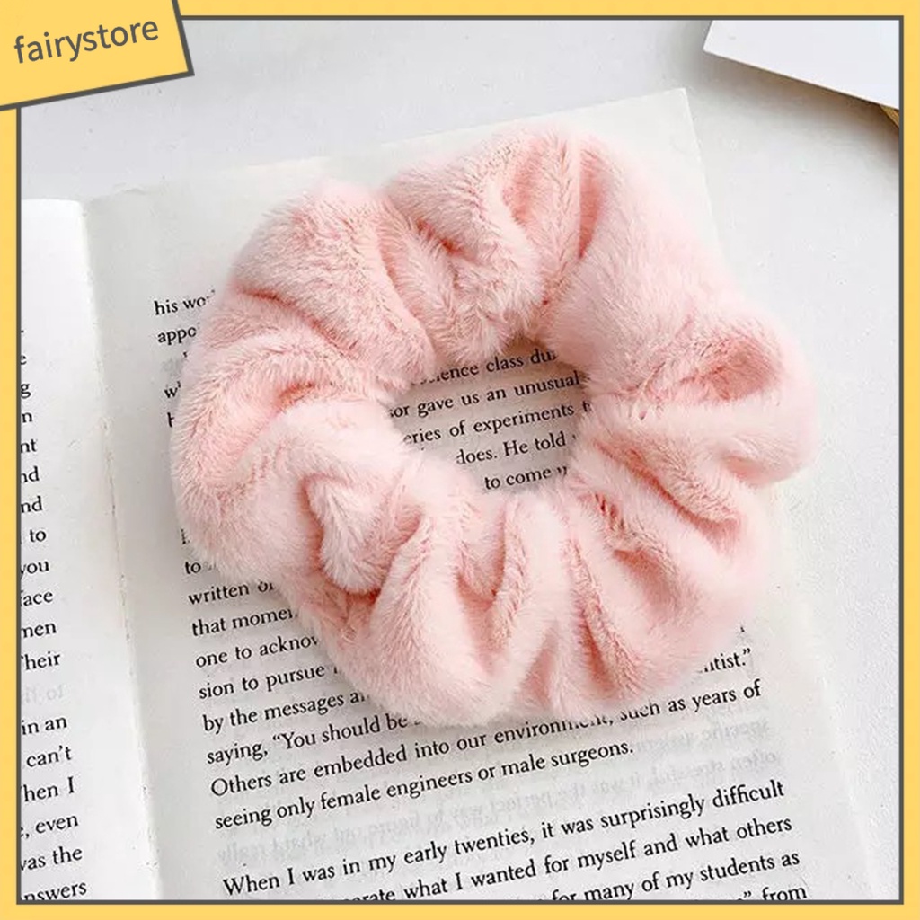 Dây Cột Tóc Lông Nhung Mềm Màu Trơn Giữ Ấm Mùa Đông Cho Nữ