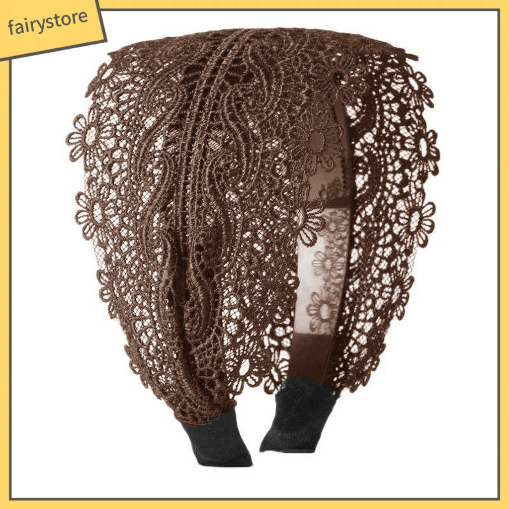 Băng Đô Ren Thêu Họa Tiết Có Răng Chống Trượt Phong Cách Retro Cho Nữ