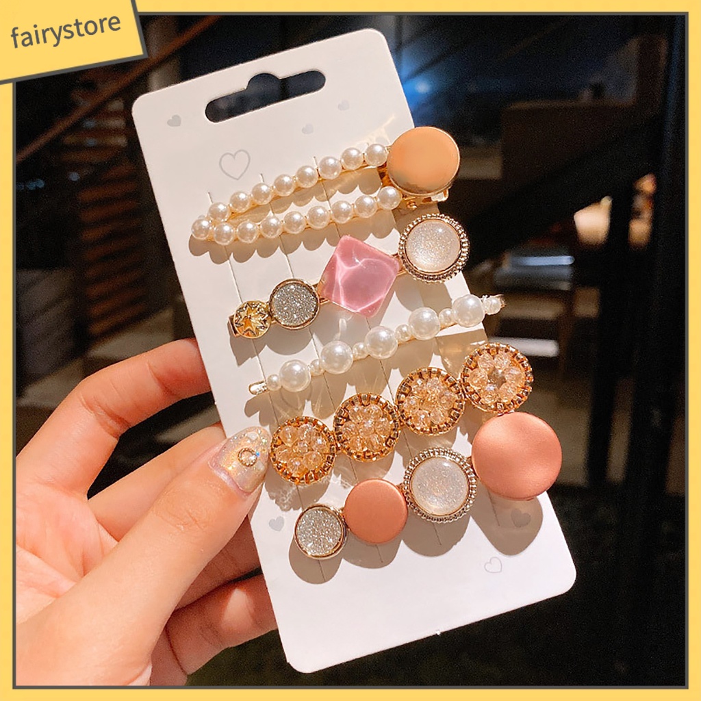 Kẹp Tóc Đính Đá / Ngọc Trai Giả Lấp Lánh Nhiều Kiểu Dáng Thanh Lịch