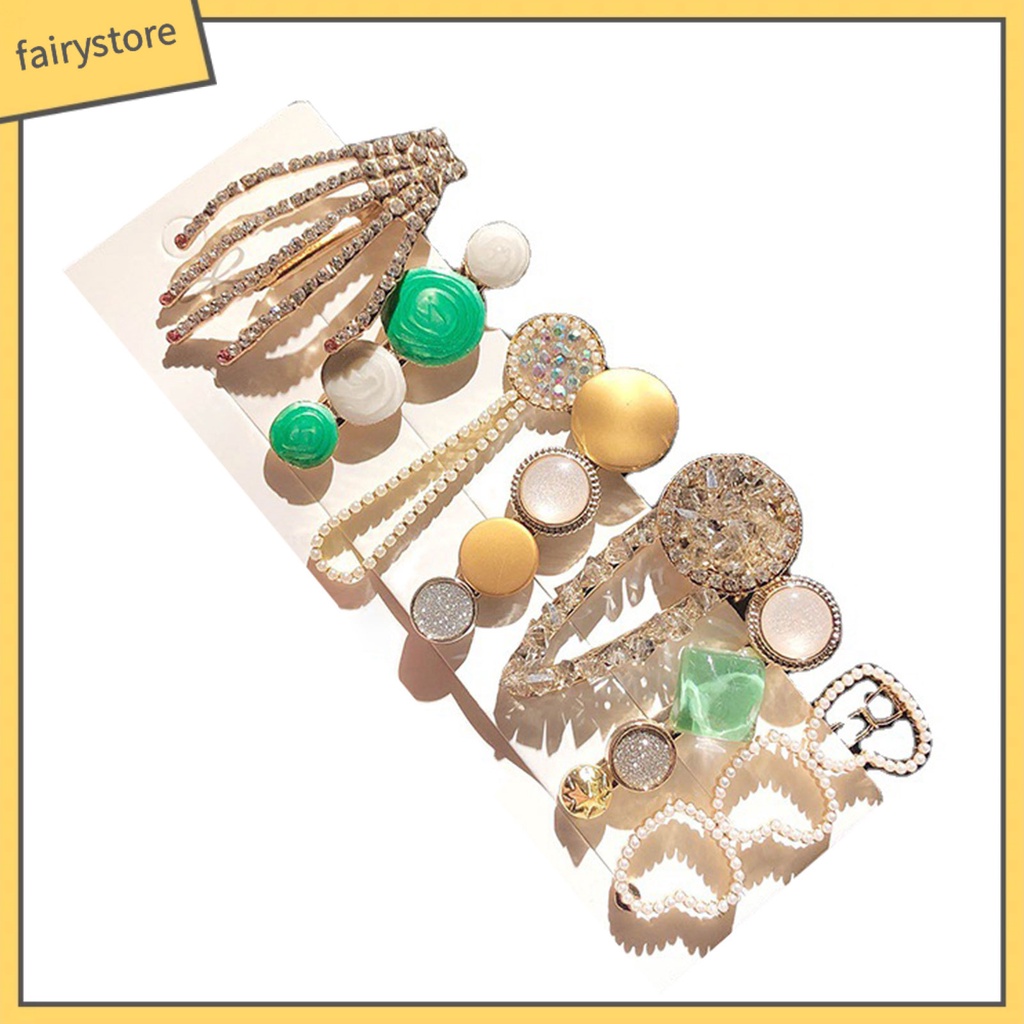 Set 6 / 7 / 8 Kẹp Tóc Đính Ngọc Trai Nhân Tạo Thời Trang Dành Cho Nữ