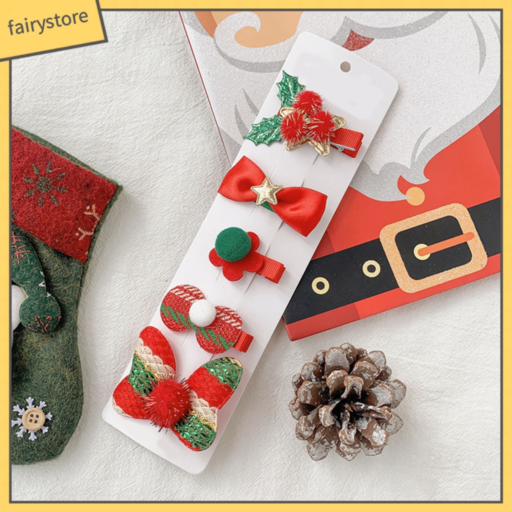 Set 5 Kẹp Tóc Hình Người Tuyết Nhiều Kiểu Dáng Chống Trượt Chống Rơi Trang Trí Tóc Cho Nữ