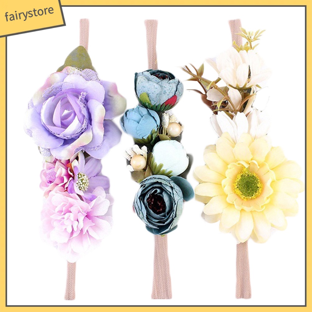 Set 3 Băng Đô Cài Tóc Đính Hoa Xinh Xắn Cho Bé Gái