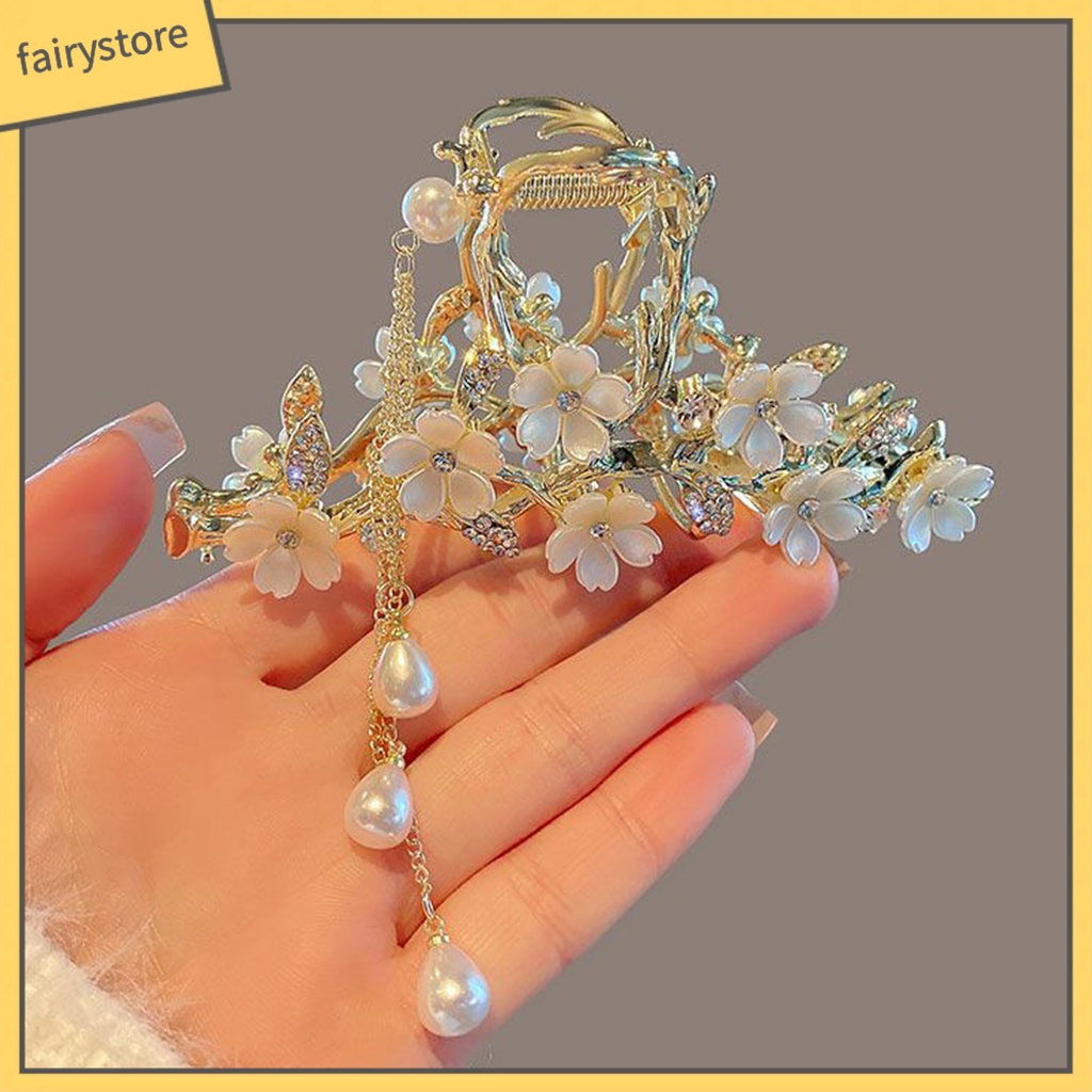 Kẹp Tóc Càng Cua Đính Ngọc Trai Giả Thanh Lịch Cho Nữ