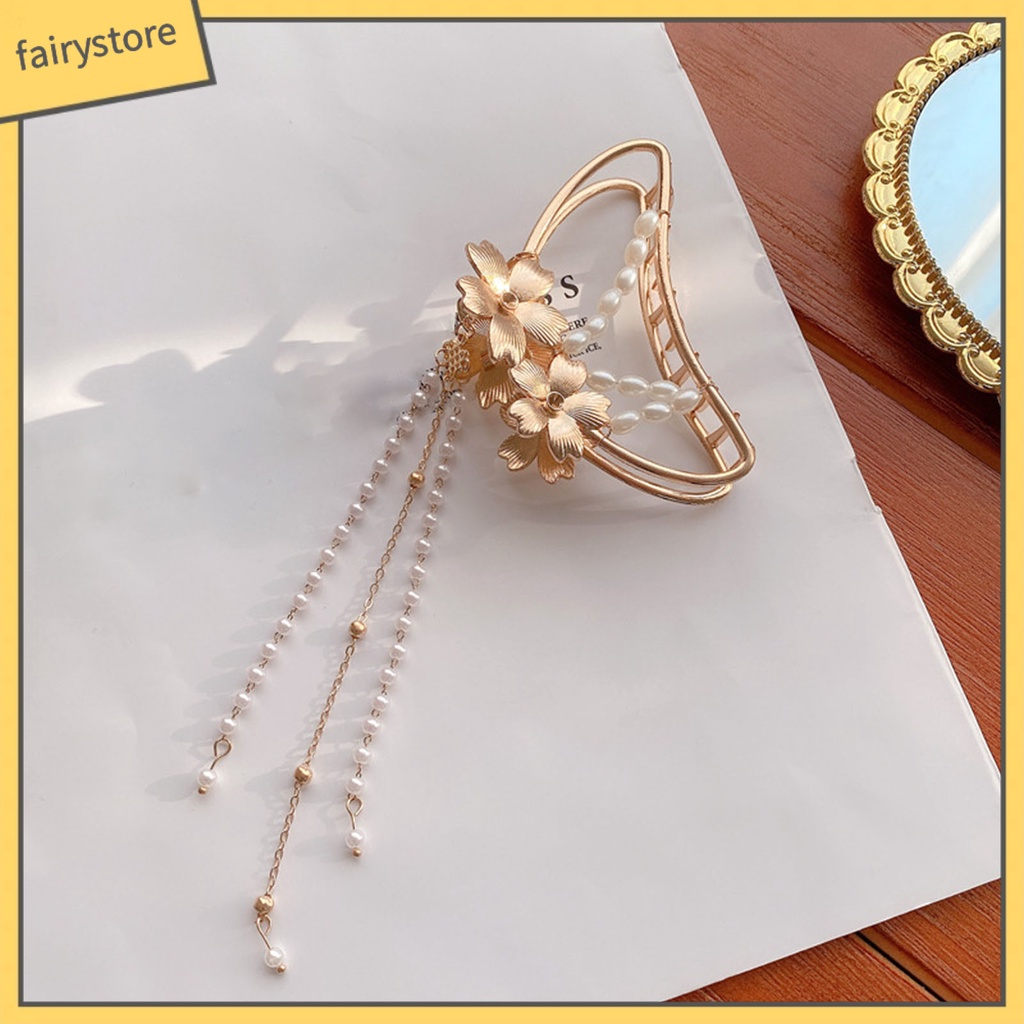 Kẹp Tóc Hình Bướm Đính Ngọc Trai Giả Co Giãn Dành Cho Nữ