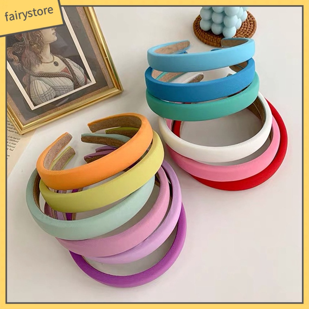 Băng Đô Cài Tóc Bản Rộng Không Trượt Màu Sắc Ngọt Ngào Cho Nữ