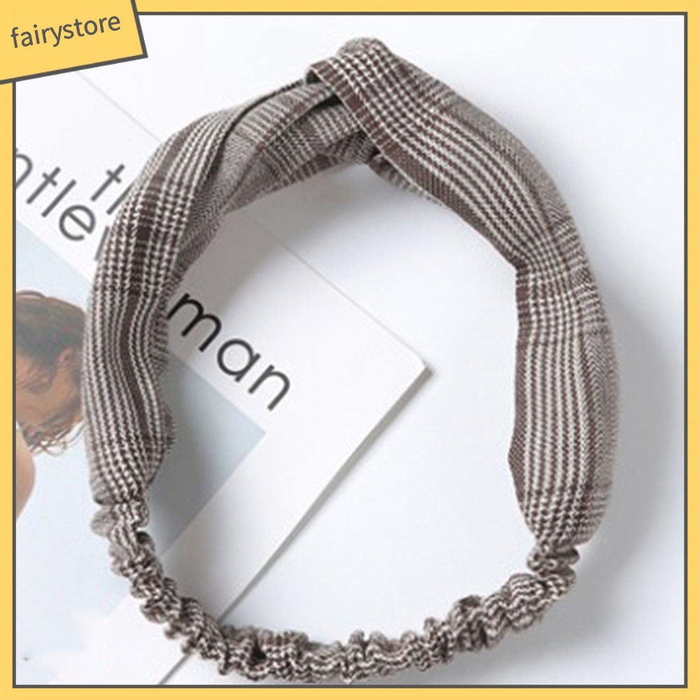 Băng Đô Cài Tóc Bản Rộng Co Giãn In Họa Tiết Kẻ Sọc Cho Nữ