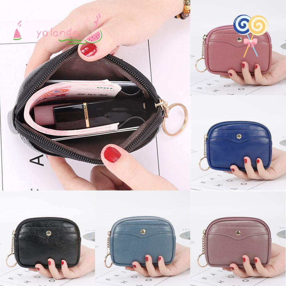 Ví Da PU Mini Có Móc Khóa Dùng Đựng Tiền Xu Tiện Lợi Giá Đỡ