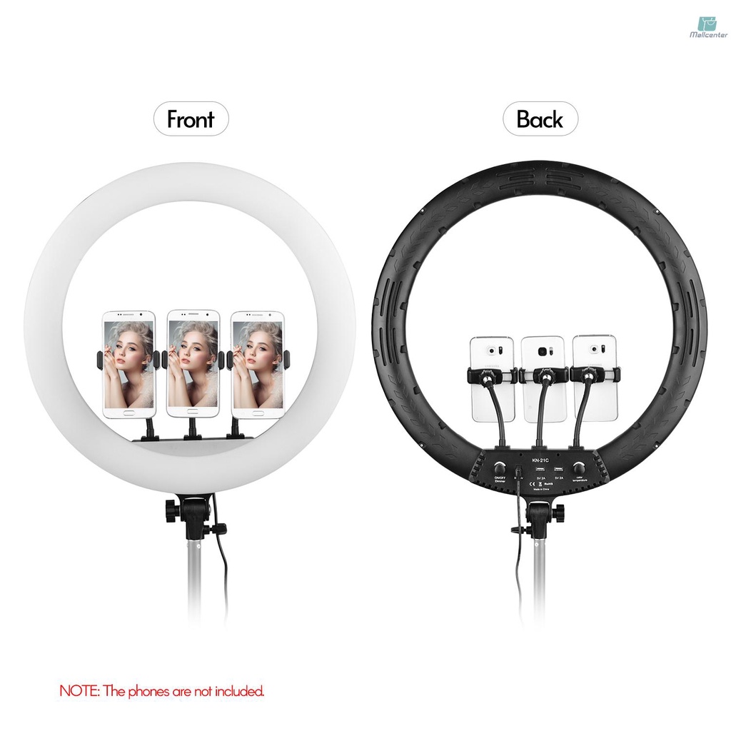21 Inch LED Ring Light Photography Lamp Set Stepless Dimmable 3000K-6000K with 3pcs Phone Holders Remote Control Carrying Bag for Selfie Makeup Live Streaming Vlogging