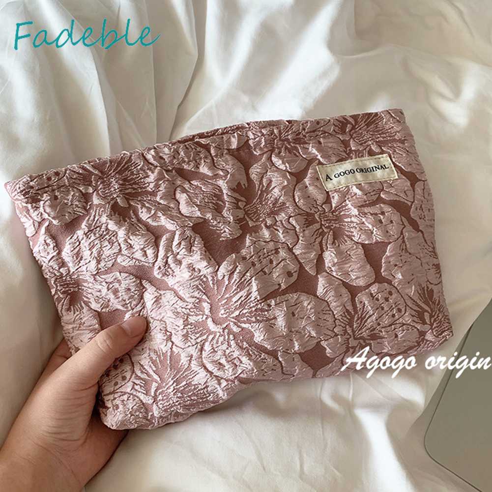 Túi Đựng Mỹ Phẩm Catton Sức Chứa Lớn Họa Tiết Hoa Dành Cho Nữ