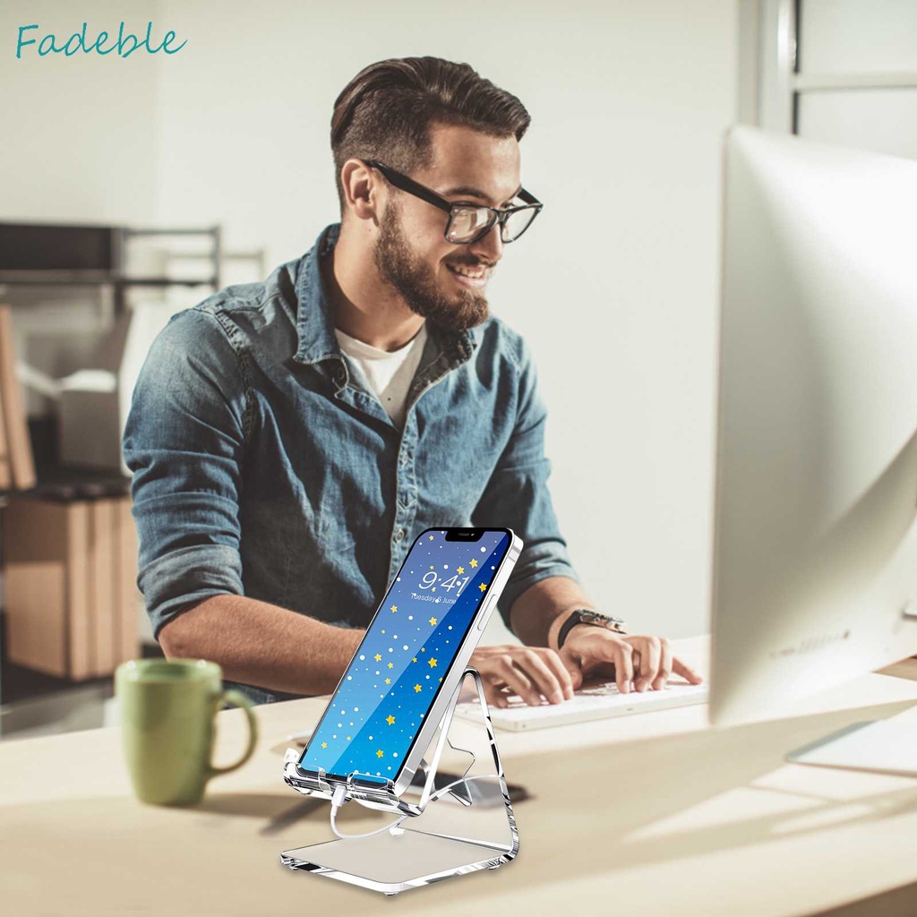 Giá Đỡ Điện Thoại Bằng Acrylic Trong Suốt Để Bàn Tiện Dụng