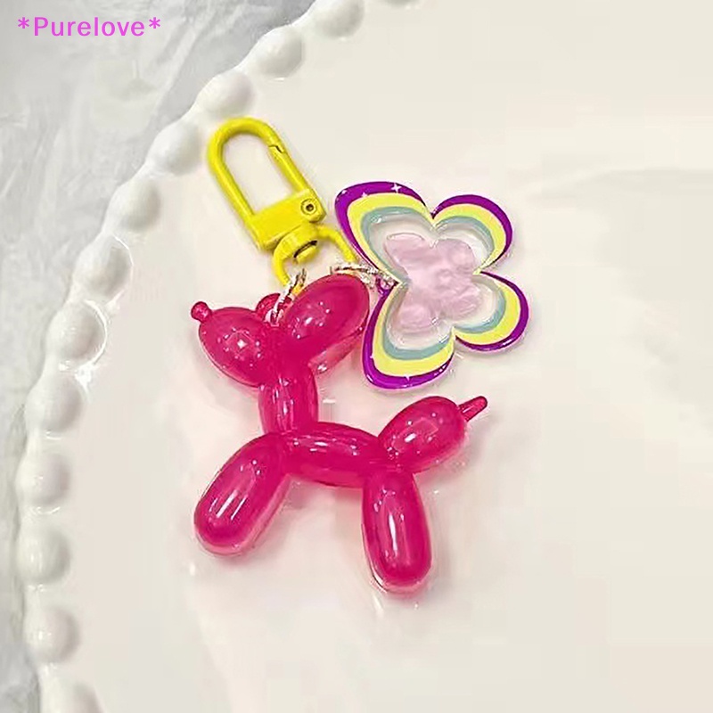 Móc Chìa Khóa Hình Chú Chó Và Bong Bóng Bằng Acrylic Màu Kẹo Dễ Thương Mới