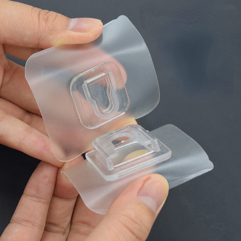 1 Cặp Móc Treo Đồ Dán Tường Trong Suốt Có Giác Hút Tiện Dụng Cho Nhà Bếp / Phòng Tắm