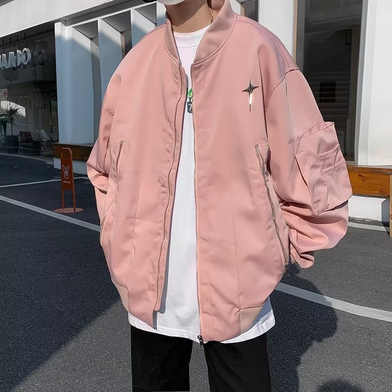 Áo Khoác Bóng Chày Dáng Rộng Phong Cách Harajuku Đường Phố Mỹ Cá Tính Dành Cho Nam