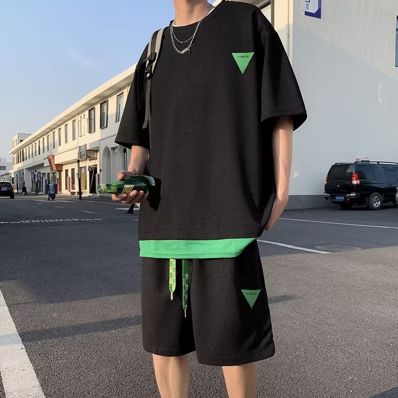 Bộ Đồ Thể Thao Áo Tay Ngắn Phối Quần Short Dáng Rộng Thời Trang Mùa Hè Cho Bé Trai