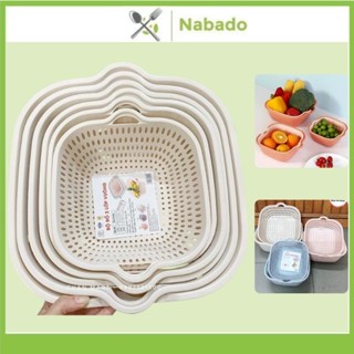  Rổ nhựa chữ nhật kèm chậu bộ 6 món  rổ rửa rau củ hoa quả hàng cao cấp Việt Nhật 