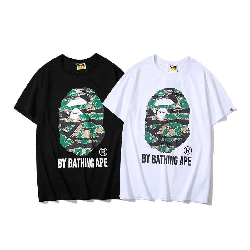 Áo Thun Cotton Tay Ngắn In Chữ Ape Đầu Hổ Họa Tiết Rằn Ri Thời Trang Xuân Hè Mới Nhất