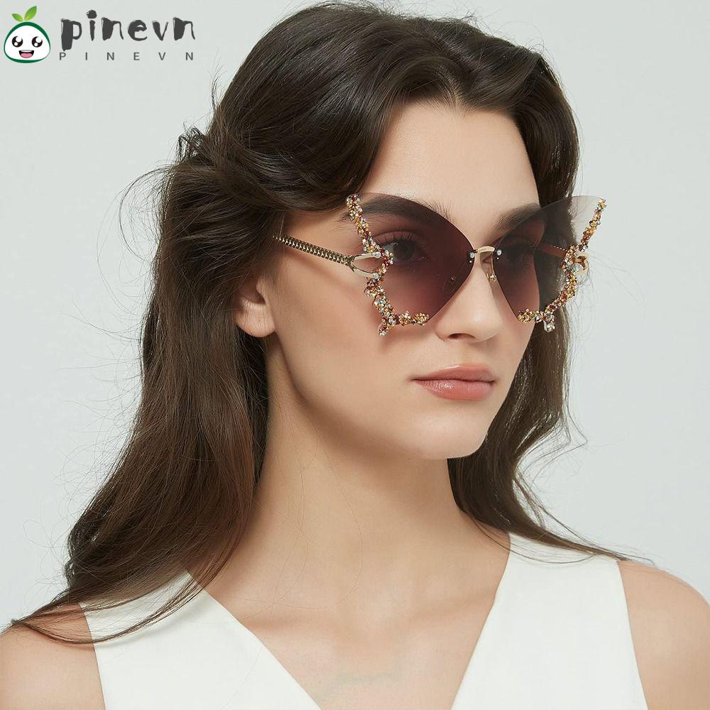 Kính Mát Gọng Kim Loại Hình Bươm Bướm Phong Cách Vintage Oversize