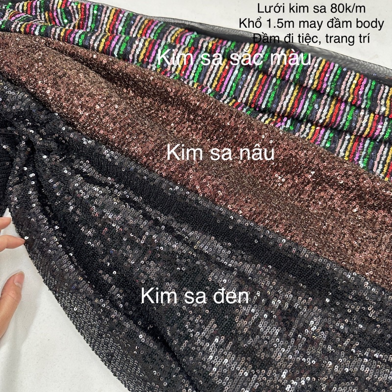 Vải Kim sa-Vải kim Tuyến Lấp Lánh-Lung Linh-May Váy áo,trang trí tiệc hội,Không bong-không Rặm ngứa