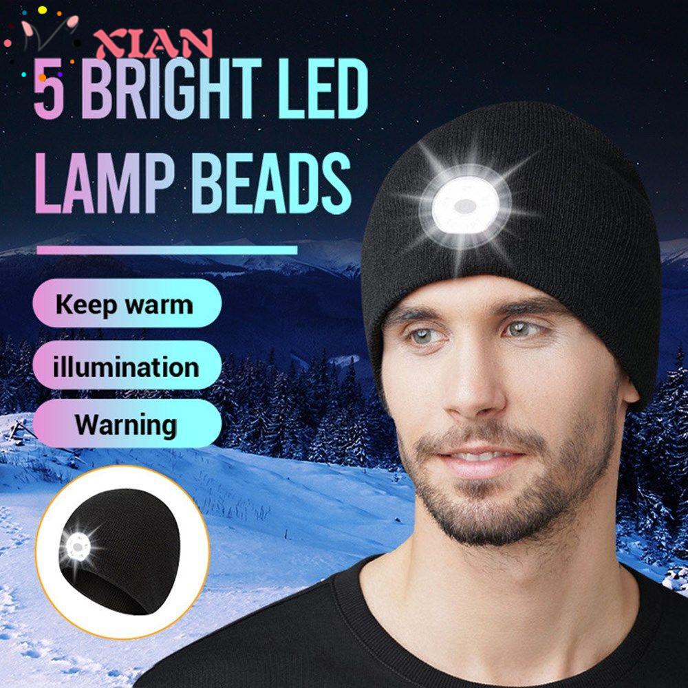 Mũ Dệt Kim Không Vành Phát Sáng Ban Đêm Unisex Có Thể Sạc Lại Bằng Cổng USB