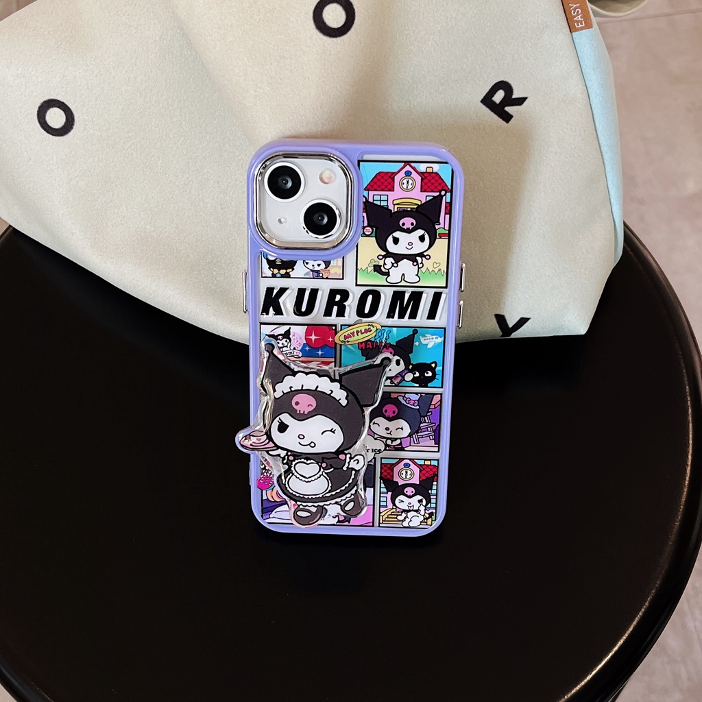 Ốp Điện Thoại TPU Mềm Trong Suốt Chống Rơi Họa Tiết Hoạt Hình Kuromi Cho iPhone 11 13 12 14 Pro Max Đứng