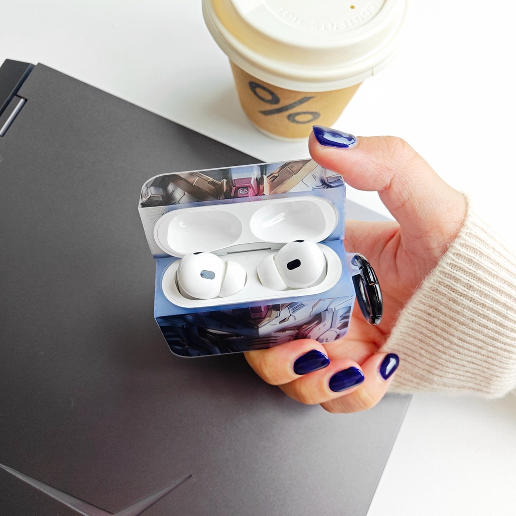 Vỏ Bảo Vệ Hộp Sạc Tai Nghe Bluetooth AirPods 1 2 gen3 pro2 2022 Bằng Silicon Hình Vuông Trong Suốt Họa Tiết Mecha Dễ Thương Kèm Móc Treo Tiện Dụng