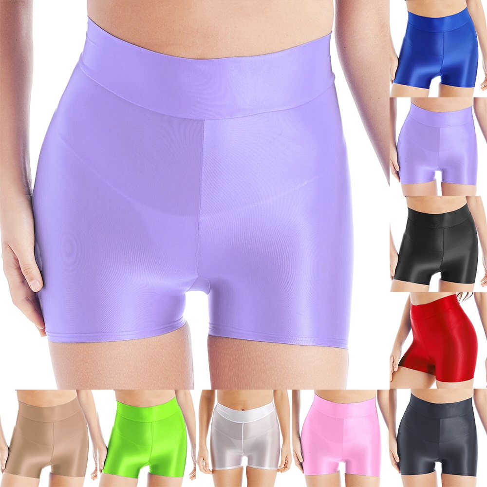 Quần Short Thể Thao Nữ Eo Cao Chất Liệu Bóng Gợi Cảm