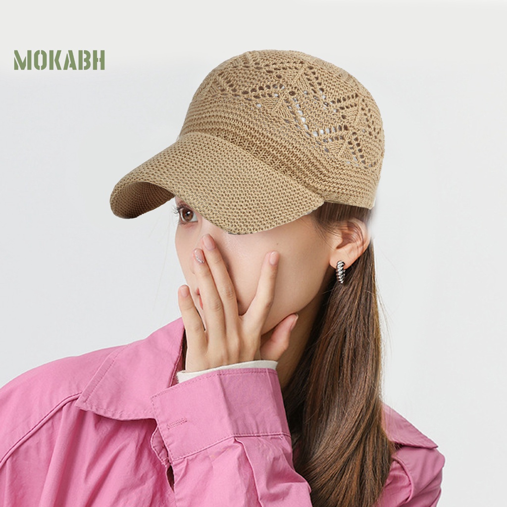 Mũ Lưỡi Trai Đan Len Mỏng Thoáng Khí Chống Tia UV Có Thể Điều Chỉnh Kích Thước Cho Nam Và Nữ