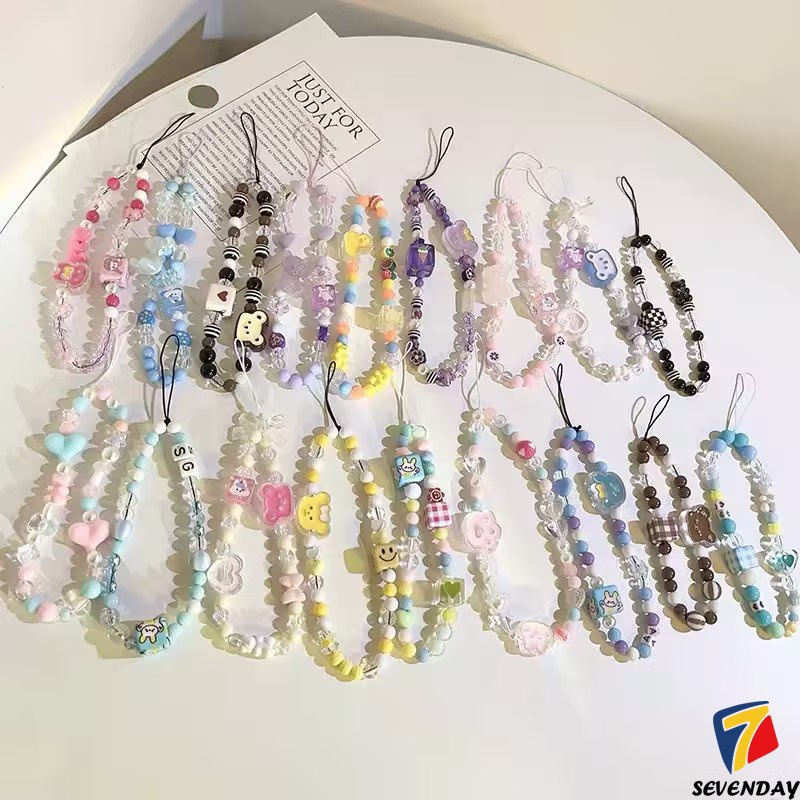 Dây Đeo Điện Thoại Xâu Hạt Ngọc Trai Giả Hình Thỏ / Gấu Hoạt Hình Kiểu Hàn Quốc Dễ Thương