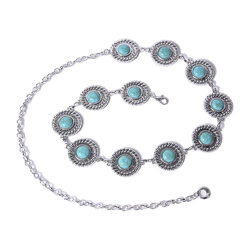 Thắt Lưng Mỏng Đính Đá Mã Não Phong Cách Vintage Cho Nữ