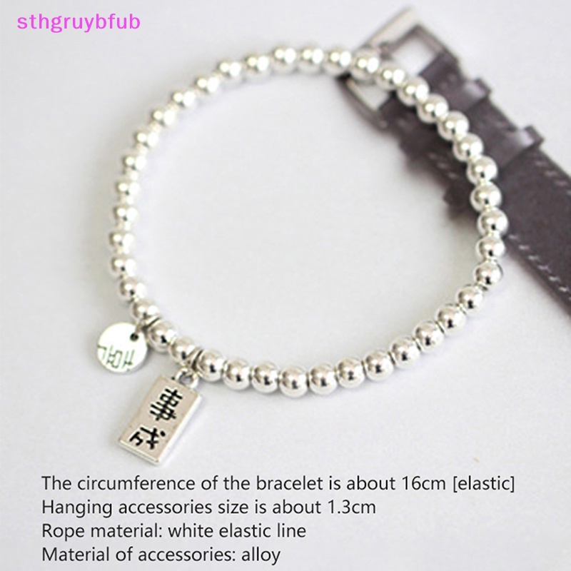 Vòng Tay Chuỗi Hạt Tròn Màu Bạc Đơn Giản Phong Cách Hip Hop Punk Thời Trang Cho Cặp Đôi