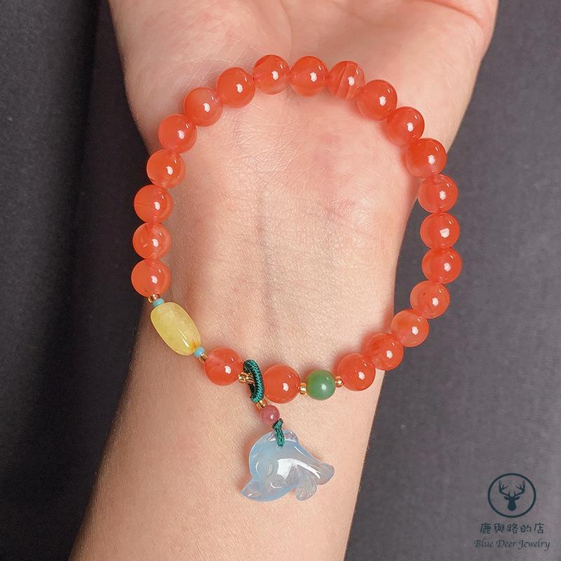 Vòng Đeo Tay Mã Não Tự Nhiên Màu Đỏ Cherry Phong Cách Nam Nữ Phù Hợp Làm Quà Tặng Bán Chạy Nhất Ar