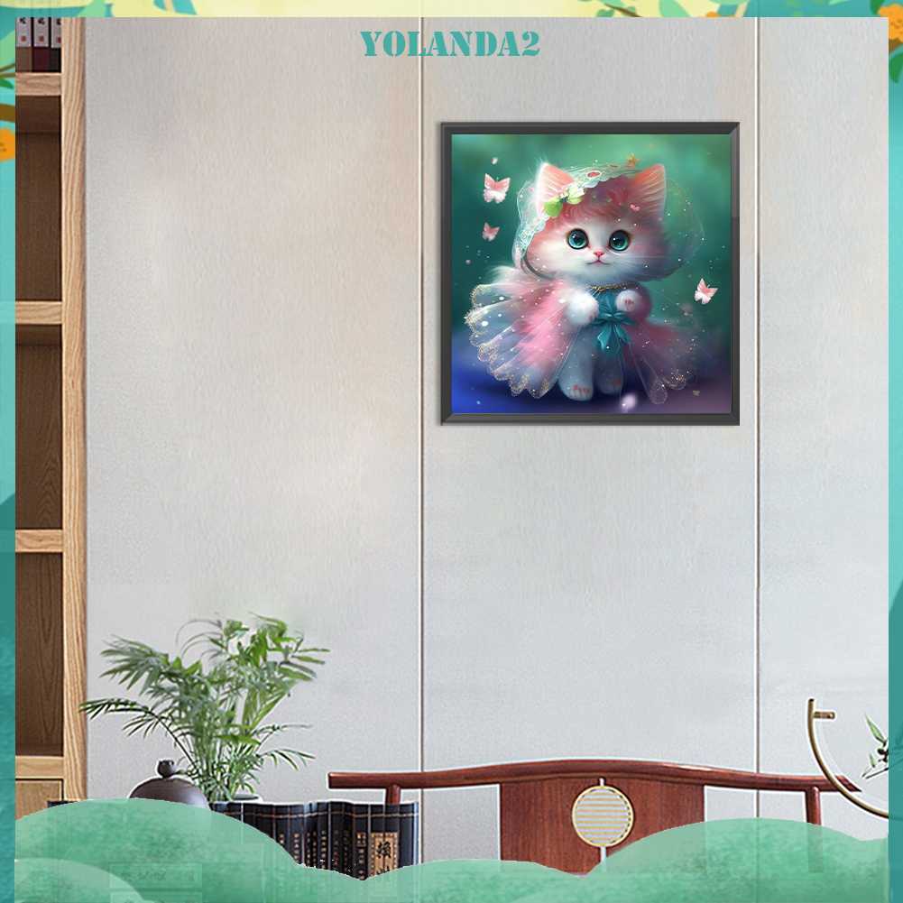 Tranh Đính Đá Kim Cương Toàn Bộ 5D DIY Hình Vẽ Mèo Trang Trí Nhà Cửa