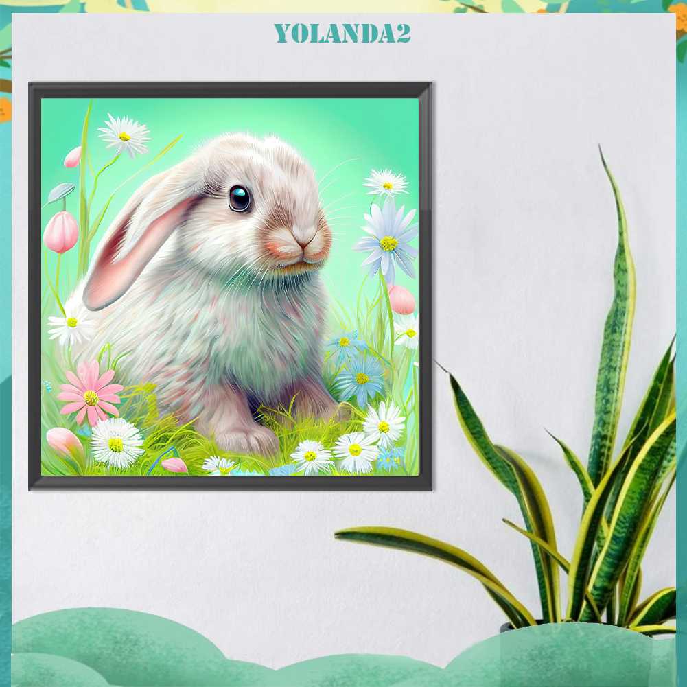 Tranh Đính Đá Kim Cương Toàn Bộ 5D DIY Hình Vẽ Thỏ Trang Trí Nhà Cửa