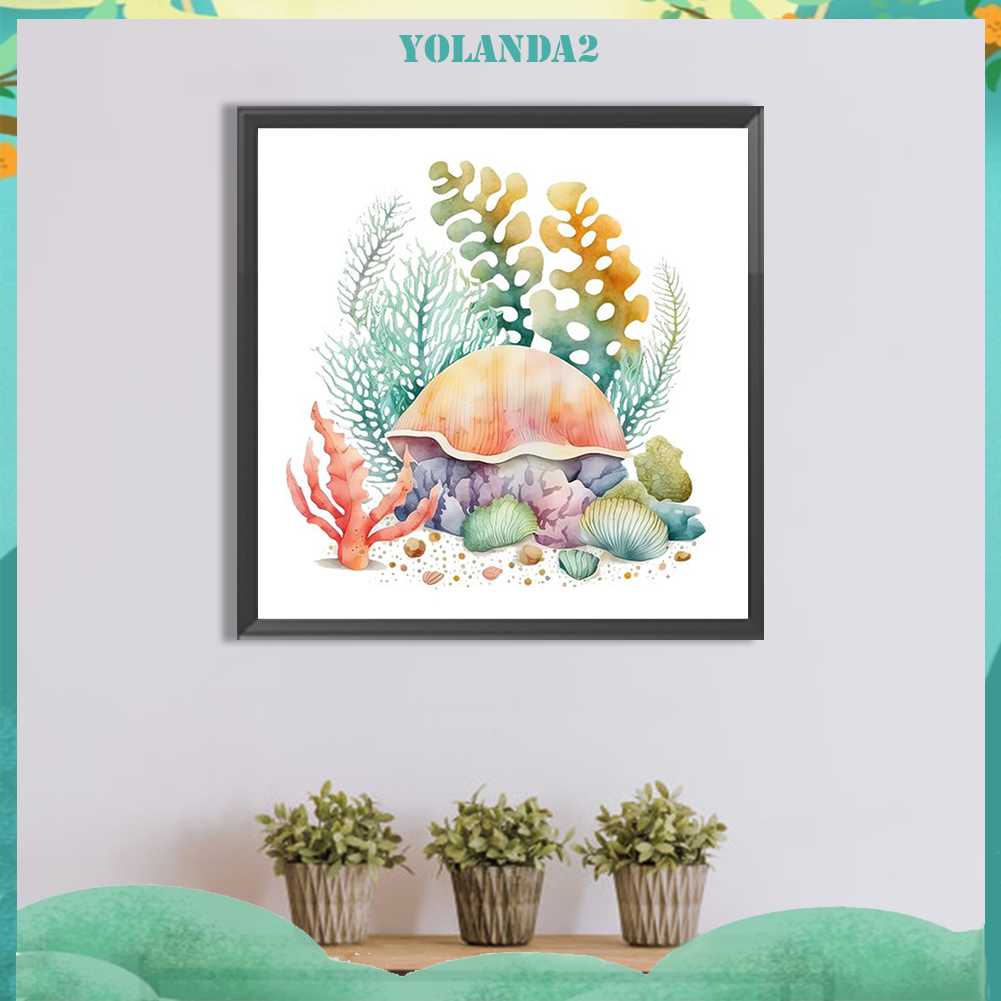 Bộ Tranh Đính Đá 5D Họa Tiết Vỏ Sò / San Hô Độc Đáo DIY Dùng Trang Trí